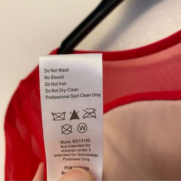 WEISSMAN Elite Dance Costume red fringe Tell Me You Love Me SQ13193 LC child - Picture 7 of 10